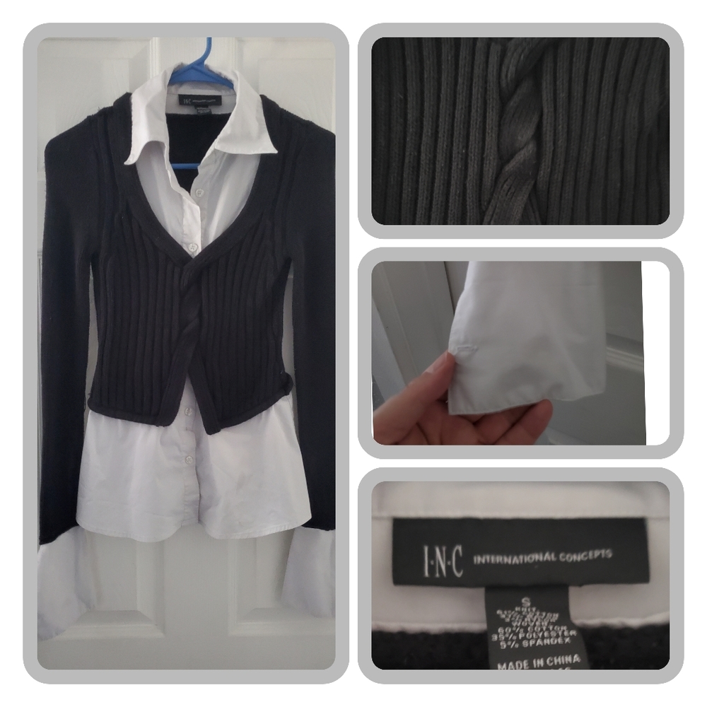 BLACK AND WHITE SWEATER /SHIRT COMBO